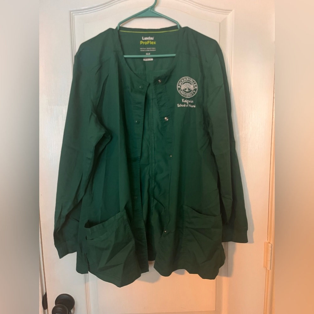 Landau ProFlex Hunter Green Scrub Jacket